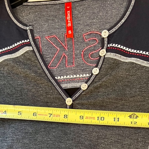 AlpNRock*Henley*Ski Patch*Embroidered*NavyGray*Women's Small - Picture 13 of 14